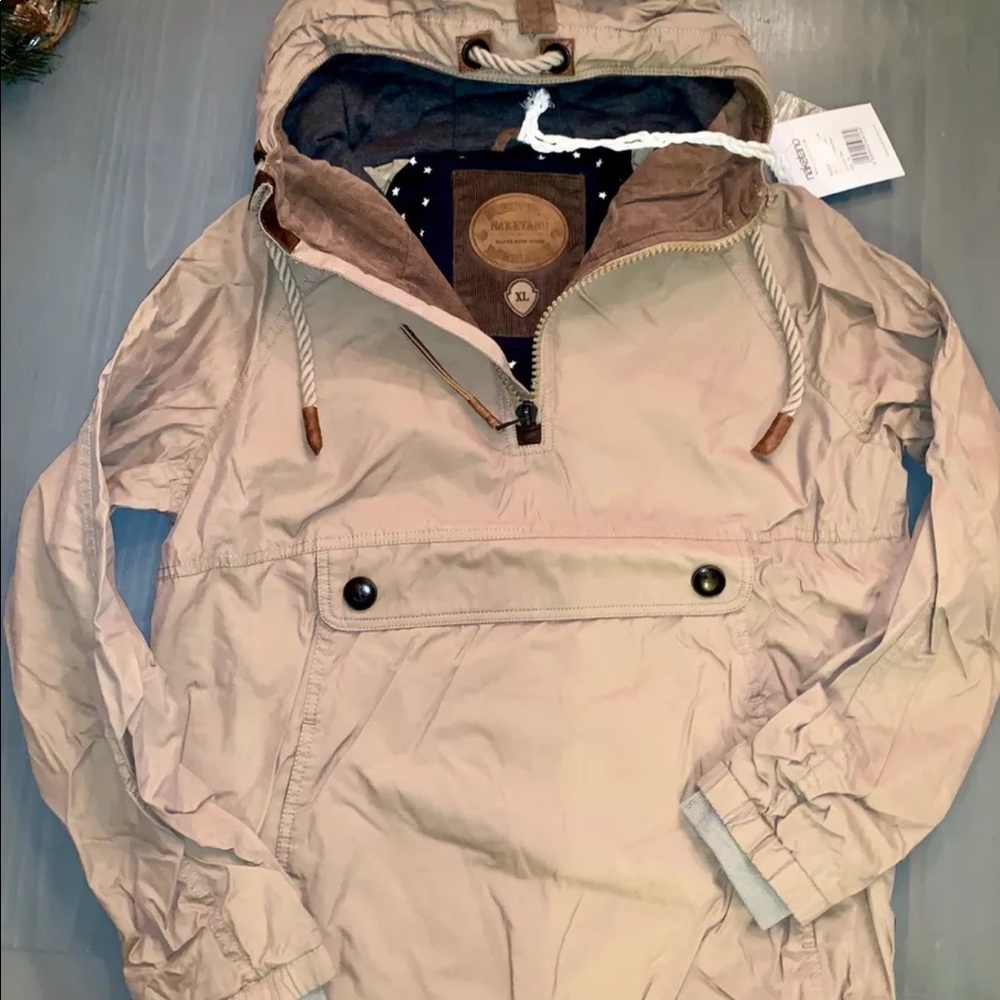 NWT Naketano half zip brown jacket